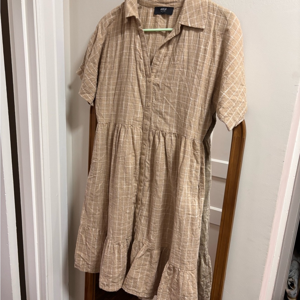 ABLE tan plaid dress